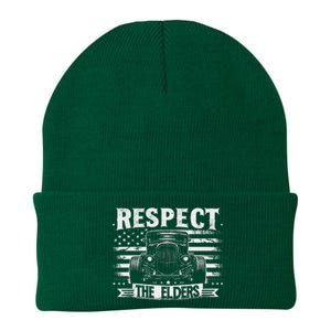 Hot Rod Grandpa Respect The Elders Patriotic Rat Rod Car Knit Cap Winter Beanie