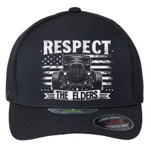 Hot Rod Grandpa Respect The Elders Patriotic Rat Rod Car Flexfit Unipanel Trucker Cap