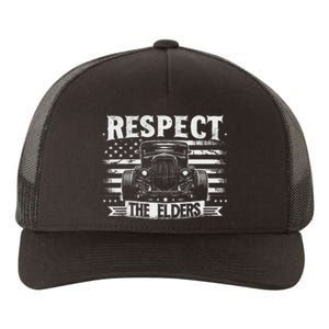 Hot Rod Grandpa Respect The Elders Patriotic Rat Rod Car Yupoong Adult 5-Panel Trucker Hat