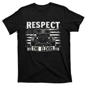 Hot Rod Grandpa Respect The Elders Patriotic Rat Rod Car T-Shirt