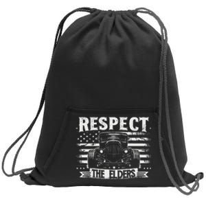 Hot Rod Grandpa Respect The Elders Patriotic Rat Rod Car Sweatshirt Cinch Pack Bag