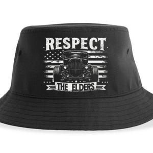 Hot Rod Grandpa Respect The Elders Patriotic Rat Rod Car Sustainable Bucket Hat