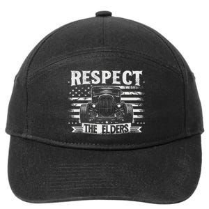 Hot Rod Grandpa Respect The Elders Patriotic Rat Rod Car 7-Panel Snapback Hat