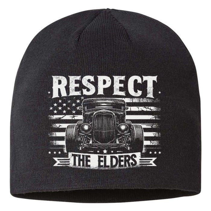 Hot Rod Grandpa Respect The Elders Patriotic Rat Rod Car Sustainable Beanie