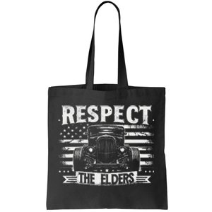 Hot Rod Grandpa Respect The Elders Patriotic Rat Rod Car Tote Bag