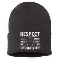 Hot Rod Grandpa Respect The Elders Patriotic Rat Rod Car Sustainable Knit Beanie