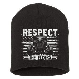 Hot Rod Grandpa Respect The Elders Patriotic Rat Rod Car Short Acrylic Beanie