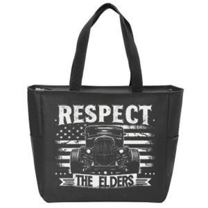 Hot Rod Grandpa Respect The Elders Patriotic Rat Rod Car Zip Tote Bag