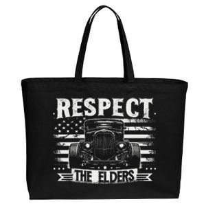 Hot Rod Grandpa Respect The Elders Patriotic Rat Rod Car Cotton Canvas Jumbo Tote