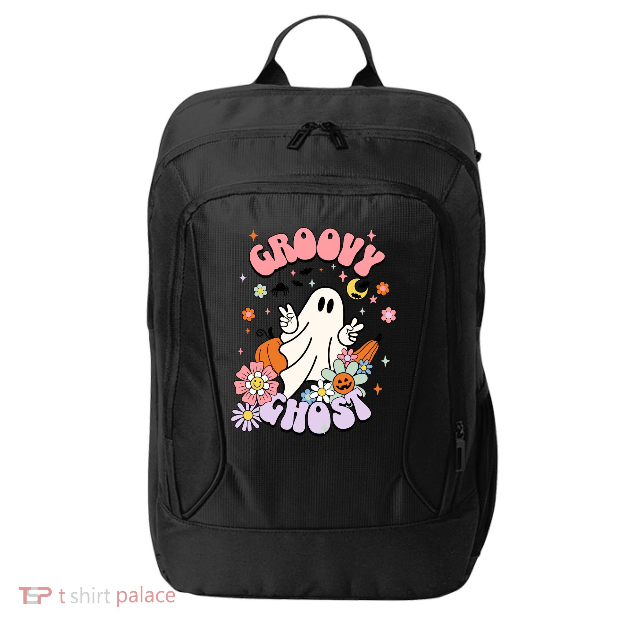 Halloween Retro Groovy Funny Boo Ghost Spooky Cool Vibes Gift City Backpack