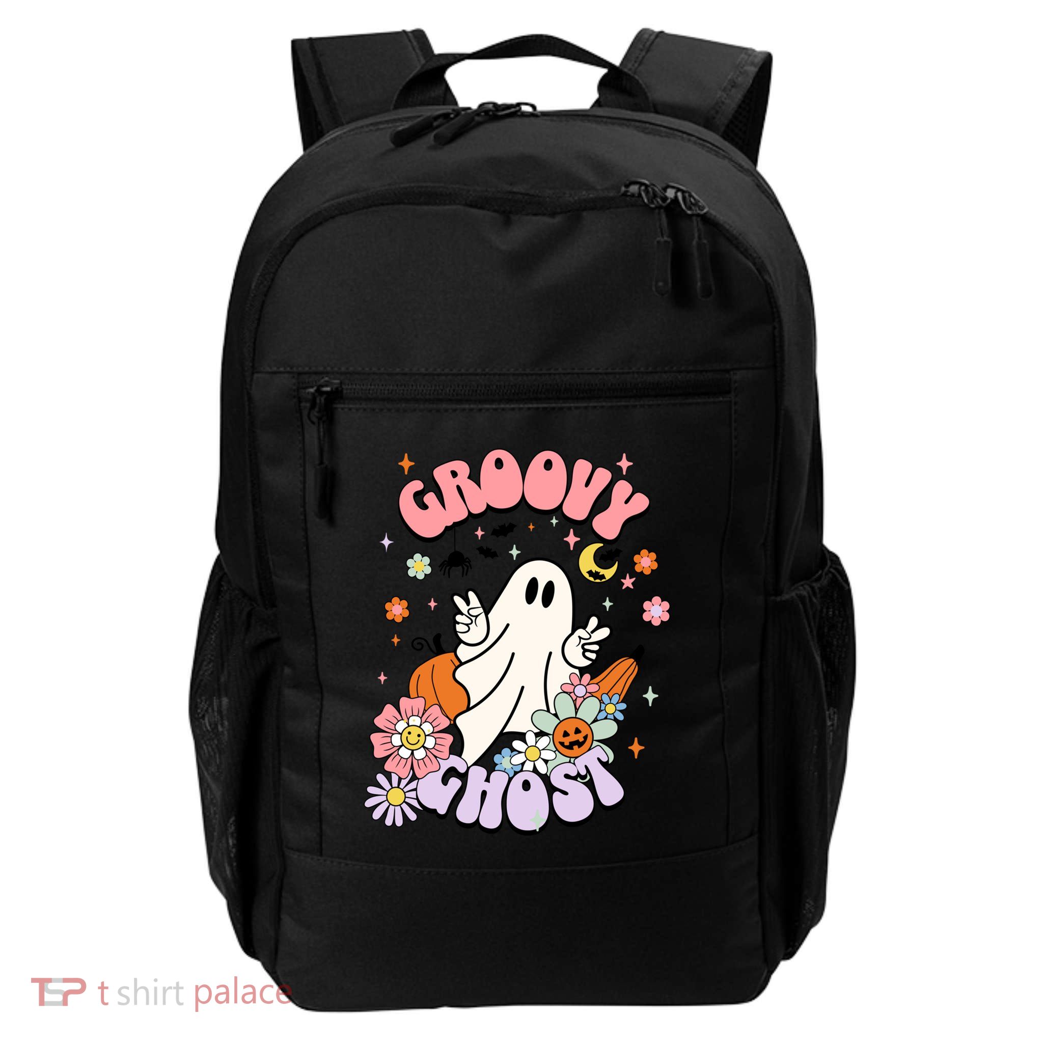 Halloween Retro Groovy Funny Boo Ghost Spooky Cool Vibes Gift Daily Commute Backpack