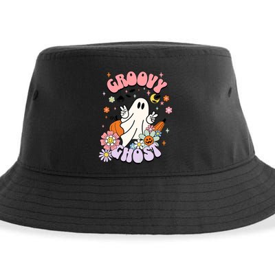 Halloween Retro Groovy Funny Boo Ghost Spooky Cool Vibes Gift Sustainable Bucket Hat