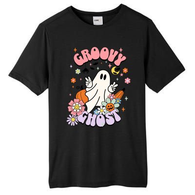 Halloween Retro Groovy Funny Boo Ghost Spooky Cool Vibes Gift Tall Fusion ChromaSoft Performance T-Shirt