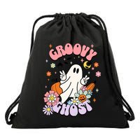 Halloween Retro Groovy Funny Boo Ghost Spooky Cool Vibes Gift Drawstring Bag