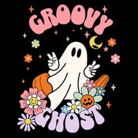 Halloween Retro Groovy Funny Boo Ghost Spooky Cool Vibes Gift Drawstring Bag