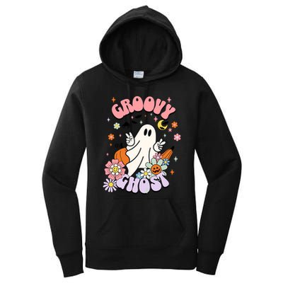 Halloween Retro Groovy Funny Boo Ghost Spooky Cool Vibes Gift Women's Pullover Hoodie
