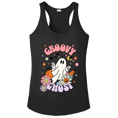Halloween Retro Groovy Funny Boo Ghost Spooky Cool Vibes Gift Ladies PosiCharge Competitor Racerback Tank