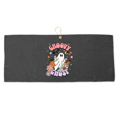 Halloween Retro Groovy Funny Boo Ghost Spooky Cool Vibes Gift Large Microfiber Waffle Golf Towel