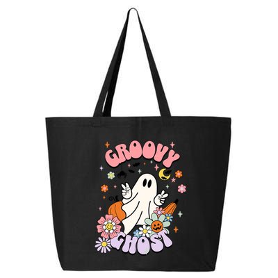 Halloween Retro Groovy Funny Boo Ghost Spooky Cool Vibes Gift 25L Jumbo Tote