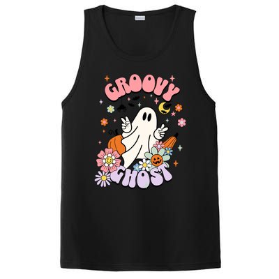 Halloween Retro Groovy Funny Boo Ghost Spooky Cool Vibes Gift PosiCharge Competitor Tank