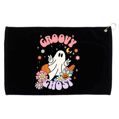 Halloween Retro Groovy Funny Boo Ghost Spooky Cool Vibes Gift Grommeted Golf Towel