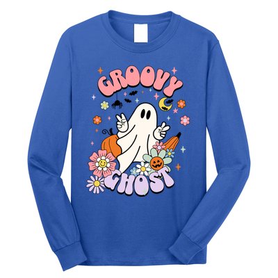 Halloween Retro Groovy Funny Boo Ghost Spooky Cool Vibes Gift Long Sleeve Shirt