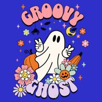 Halloween Retro Groovy Funny Boo Ghost Spooky Cool Vibes Gift Button