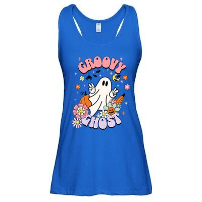 Halloween Retro Groovy Funny Boo Ghost Spooky Cool Vibes Gift Ladies Essential Flowy Tank