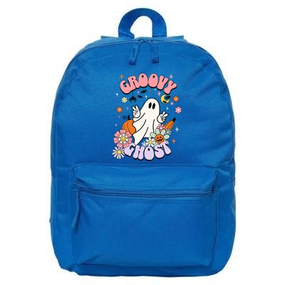 Halloween Retro Groovy Funny Boo Ghost Spooky Cool Vibes Gift 16 in Basic Backpack