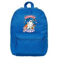 Halloween Retro Groovy Funny Boo Ghost Spooky Cool Vibes Gift 16 in Basic Backpack