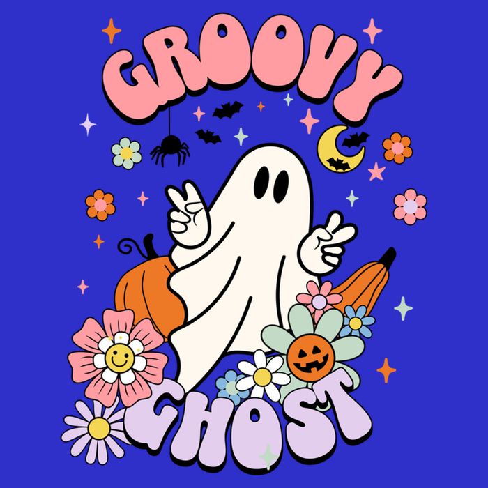 Halloween Retro Groovy Funny Boo Ghost Spooky Cool Vibes Gift 16 in Basic Backpack