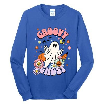 Halloween Retro Groovy Funny Boo Ghost Spooky Cool Vibes Gift Tall Long Sleeve T-Shirt