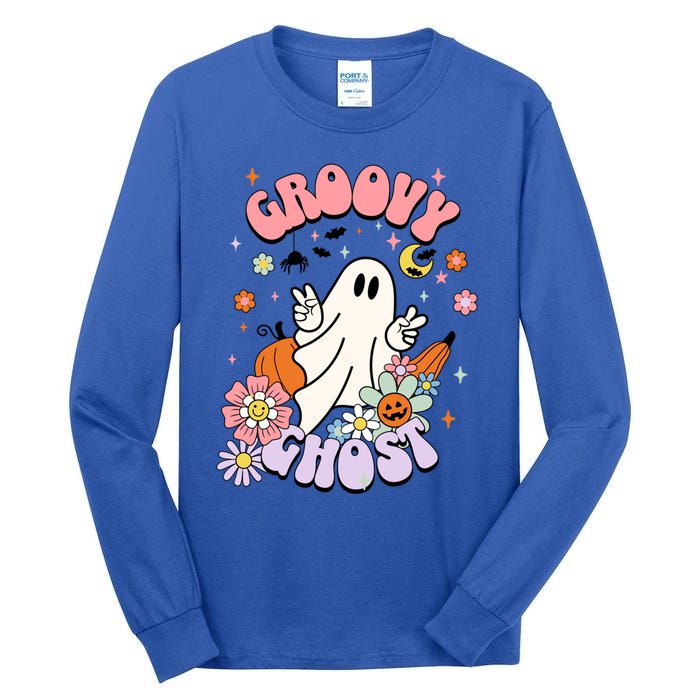 Halloween Retro Groovy Funny Boo Ghost Spooky Cool Vibes Gift Tall Long Sleeve T-Shirt