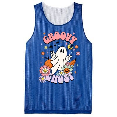 Halloween Retro Groovy Funny Boo Ghost Spooky Cool Vibes Gift Mesh Reversible Basketball Jersey Tank