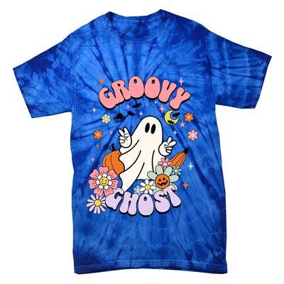 Halloween Retro Groovy Funny Boo Ghost Spooky Cool Vibes Gift Tie-Dye T-Shirt