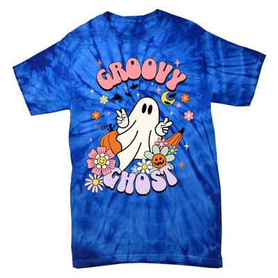 Halloween Retro Groovy Funny Boo Ghost Spooky Cool Vibes Gift Tie-Dye T-Shirt