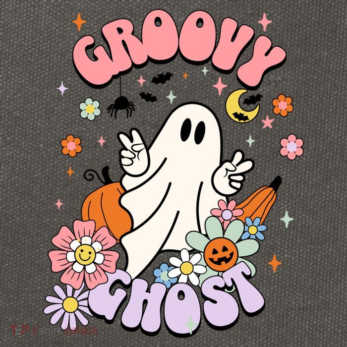 Halloween Retro Groovy Funny Boo Ghost Spooky Cool Vibes Gift Cotton Canvas Backpack