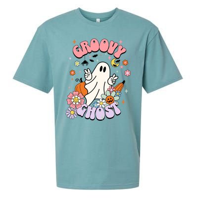 Halloween Retro Groovy Funny Boo Ghost Spooky Cool Vibes Gift Sueded Cloud Jersey T-Shirt