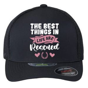 Horse Rescue Gift Pink Horseshoe Design Horseback Riding Great Gift Flexfit Unipanel Trucker Cap