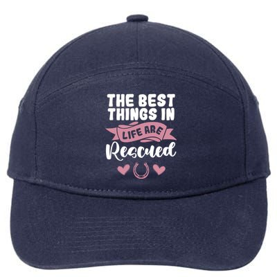 Horse Rescue Gift Pink Horseshoe Design Horseback Riding Great Gift 7-Panel Snapback Hat