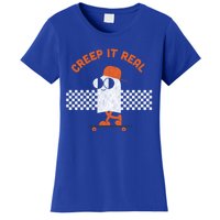 Halloween Retro Ghost On Skateboard Creep It Real Cool Gift Women's T-Shirt