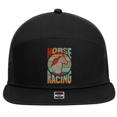 Horse Racing 7 Panel Mesh Trucker Snapback Hat