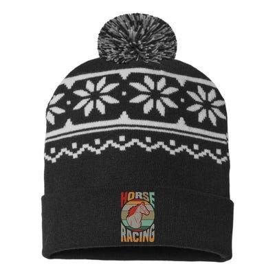 Horse Racing USA-Made Snowflake Beanie