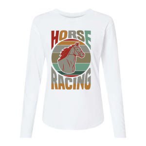 Horse Racing Womens Cotton Relaxed Long Sleeve T-Shirt