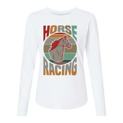 Horse Racing Womens Cotton Relaxed Long Sleeve T-Shirt