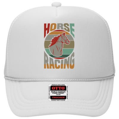 Horse Racing High Crown Mesh Back Trucker Hat