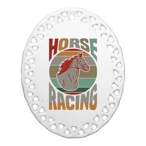 Horse Racing Ceramic Oval Ornament