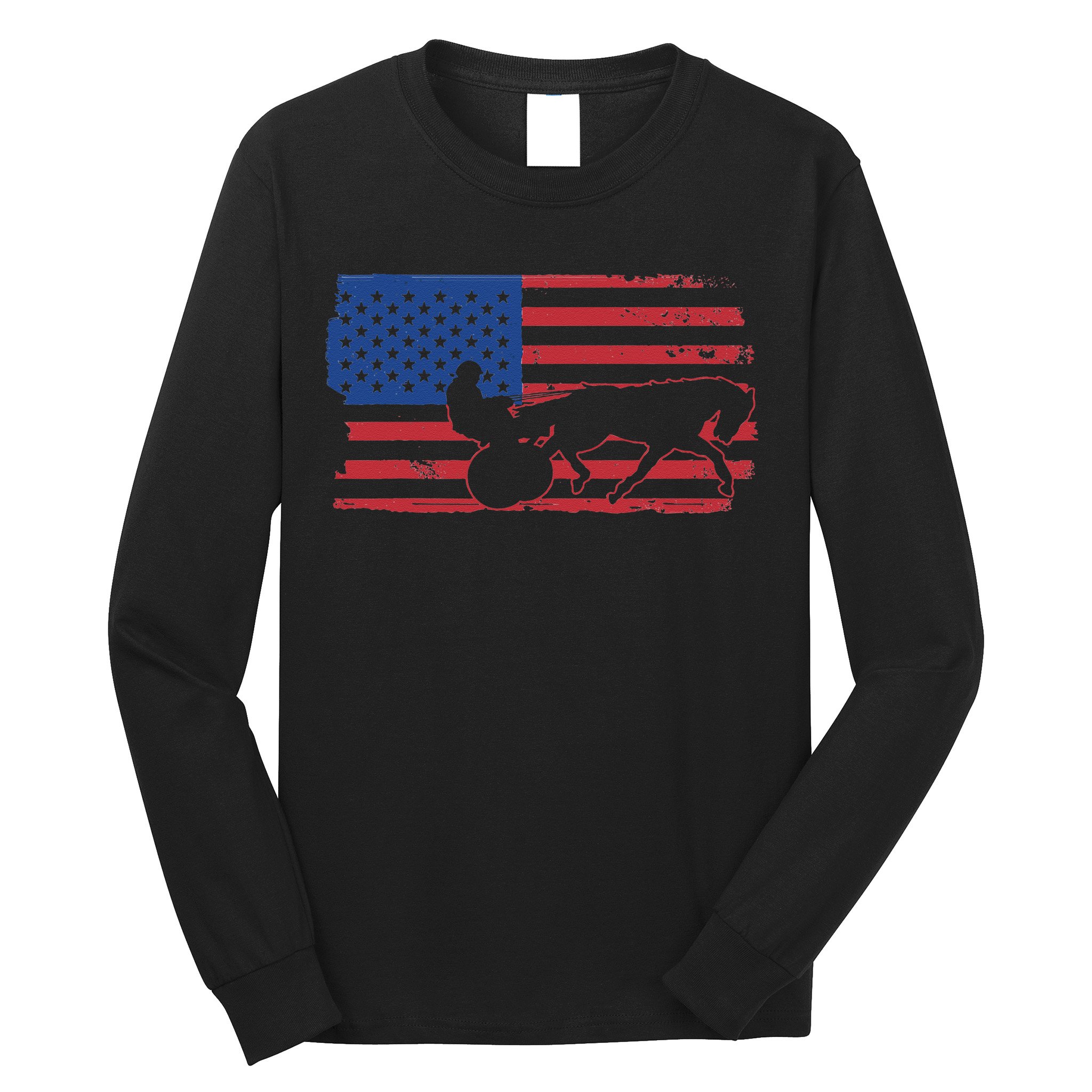 Horse Racing Harness Racing USA Flag Trotter Pacer Long Sleeve Shirt