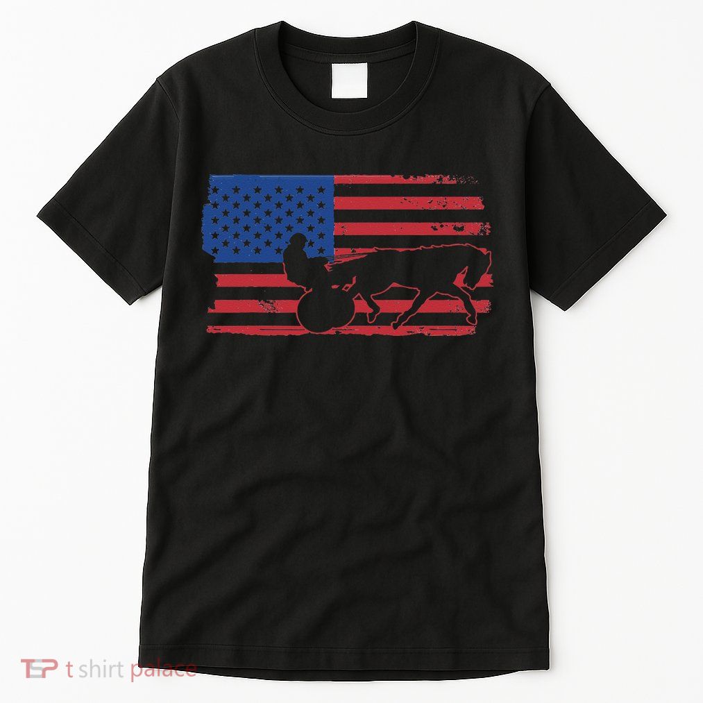 Horse Racing Harness Racing USA Flag Trotter Pacer Tall T-Shirt