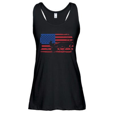 Horse Racing Harness Racing USA Flag Trotter Pacer Ladies Essential Flowy Tank